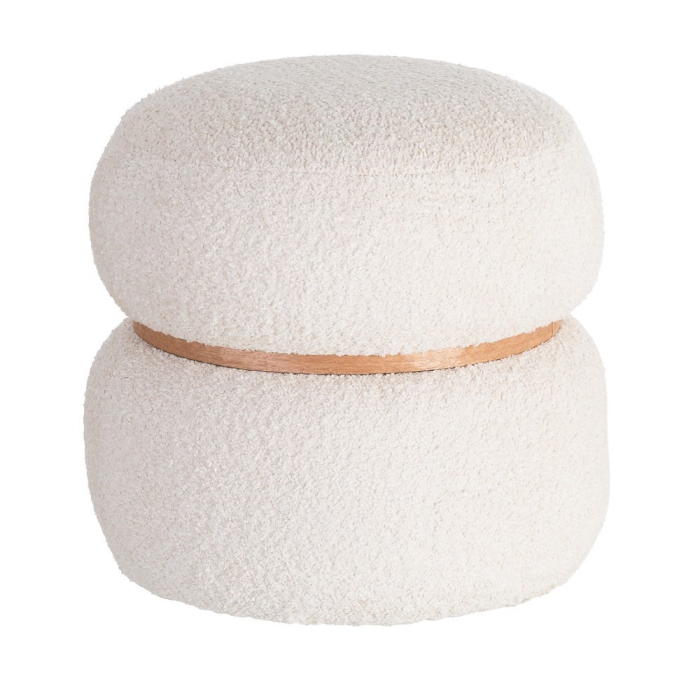 Taburet rotund tapițat cu stofă boucle și structură din MDF [2]