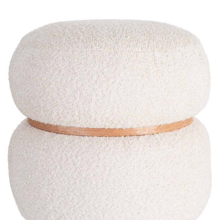 Taburet rotund tapițat cu stofă boucle și structură din MDF [3]