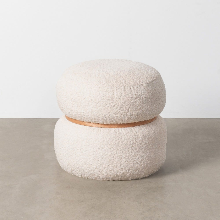 Taburet rotund tapițat cu stofă boucle și structură din MDF [8]