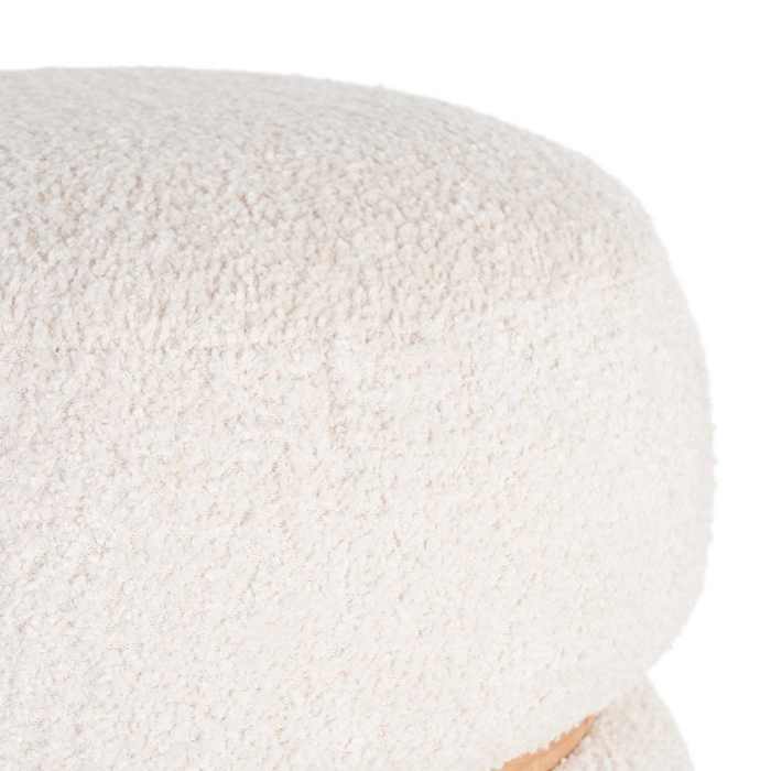 Taburet rotund tapițat cu stofă boucle și structură din MDF [4]