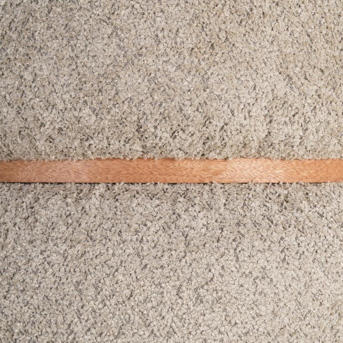 Taburet rotund tapițat cu stofă boucle taupe și structură din MDF [7]