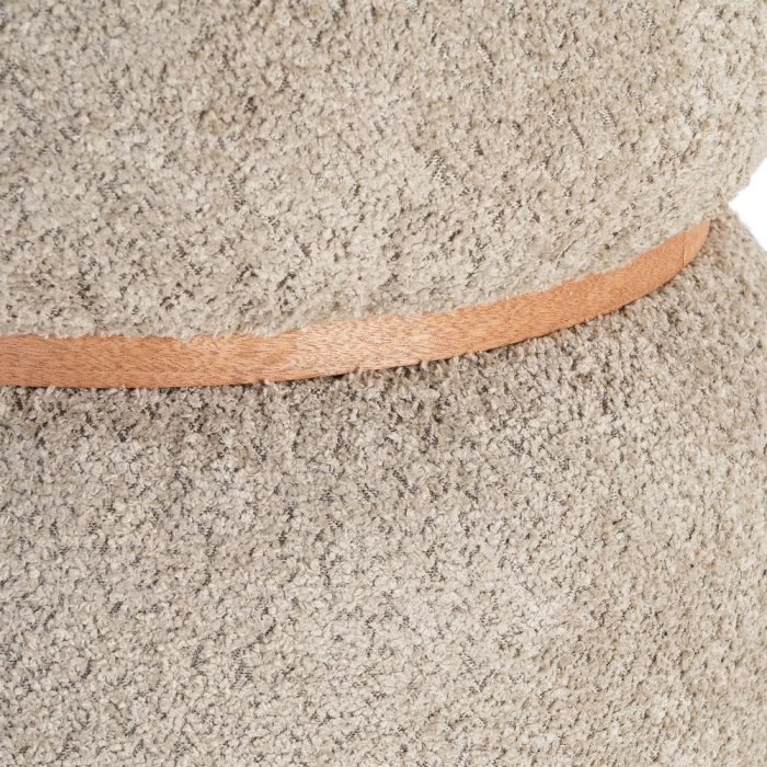 Taburet rotund tapițat cu stofă boucle taupe și structură din MDF [8]