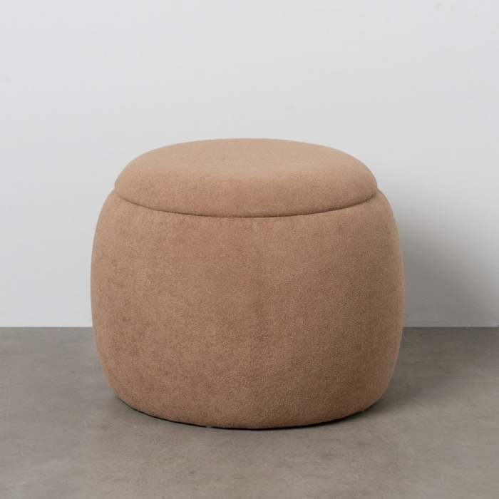 Taburet rotund taupe cu spațiu ascuns – Design japandi compact [8]