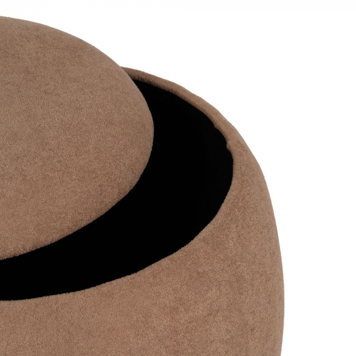 Taburet rotund taupe cu spațiu ascuns – Design japandi compact [4]