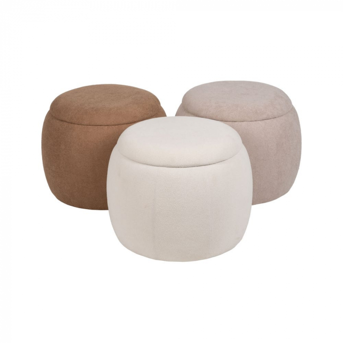 Taburet rotund taupe cu spațiu ascuns – Design japandi compact [3]