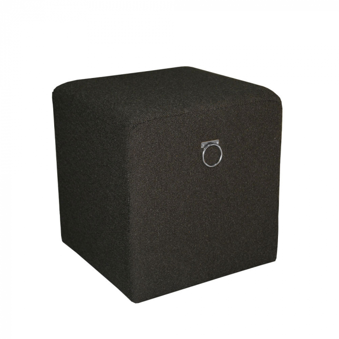 Taburet negru decorativ textil detaliu argintiu Rich Stool [1]