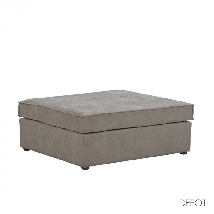 Taburet Mexico gri cald textil catifelat multifunctional - imagine din față cu decor minimal [1]