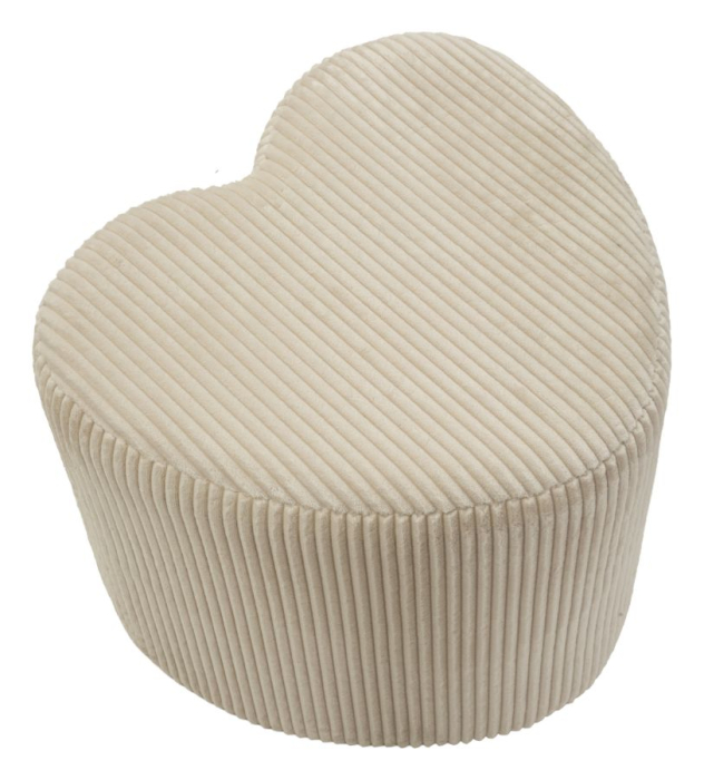 Taburet tapițat alb formă inimă cu textură plisată design decorativ [2]