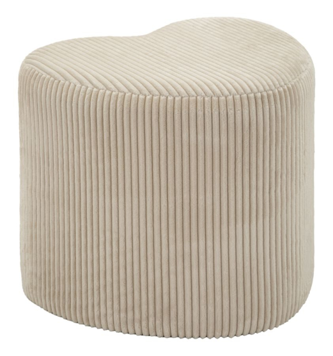 Taburet tapițat alb formă inimă cu textură plisată design decorativ [4]