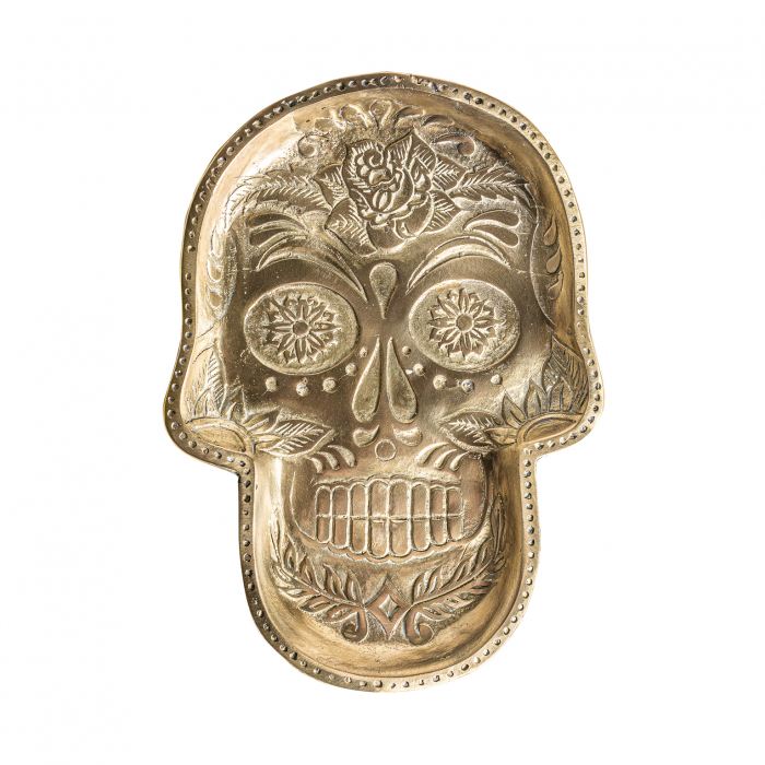 Tava decorativa craniu Art Deco bronz auriu|Accesorii interioare vintage [2]