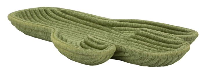 Tavă decorativă în formă de cactus din rășină verde cu textură împletită și margine joasă [2]