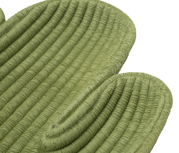 Tavă decorativă în formă de cactus din rășină verde cu textură împletită și margine joasă [4]