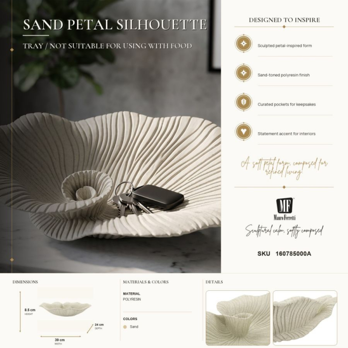 Tavă decorativă în formă de petală nisipiu [7]