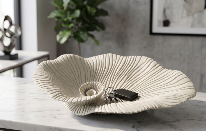 Tavă decorativă în formă de petală nisipiu [6]