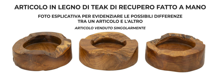 Tavă decorativă masivă din lemn de tec reciclat cu margine naturală, scorburi și adâncitură rotundă [5]