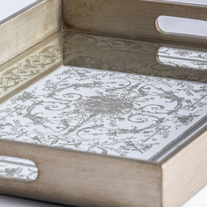 Tava decorativa Art Deco MDF argintiu auriu|Tavi elegante [3]