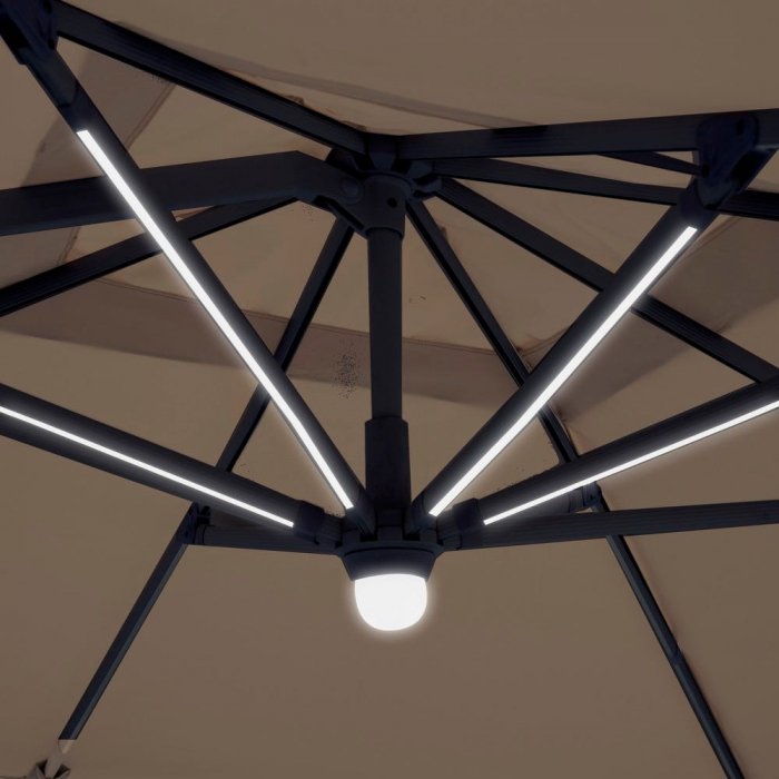 Umbrelă Eccentric LED – iluminare solară și rotire 360° exterior [5]