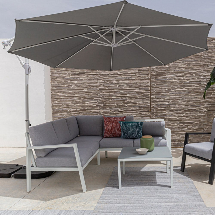 Umbrelă Tiber albă – design 300x300 cm, UV50+, aluminiu integral [2]