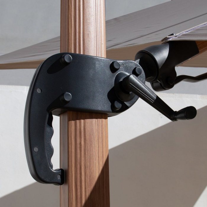 Umbrelă Tiber bej – aluminiu tec, poliester bej UV50+ exterior [3]