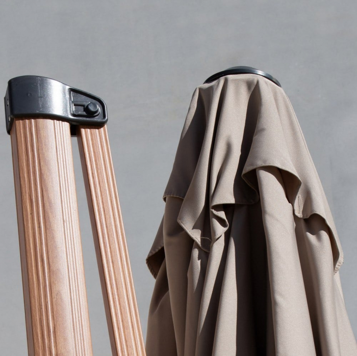 Umbrelă Tiber bej – aluminiu tec, poliester bej UV50+ exterior [8]