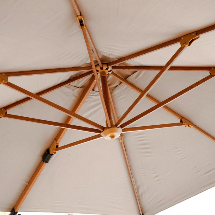 Umbrelă Tiber bej – aluminiu tec, poliester bej UV50+ exterior [4]