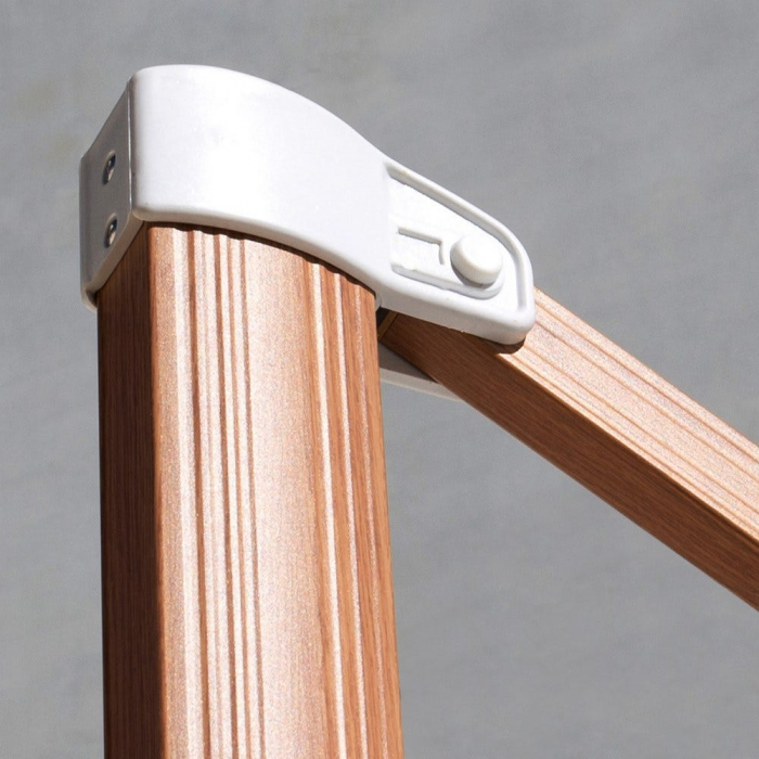 Umbrelă Tiber alb – aluminiu tec, detalii albe, poliester UV exterior [7]