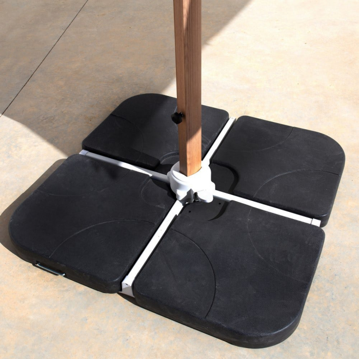 Umbrelă Tiber alb – aluminiu tec, detalii albe, poliester UV exterior [6]