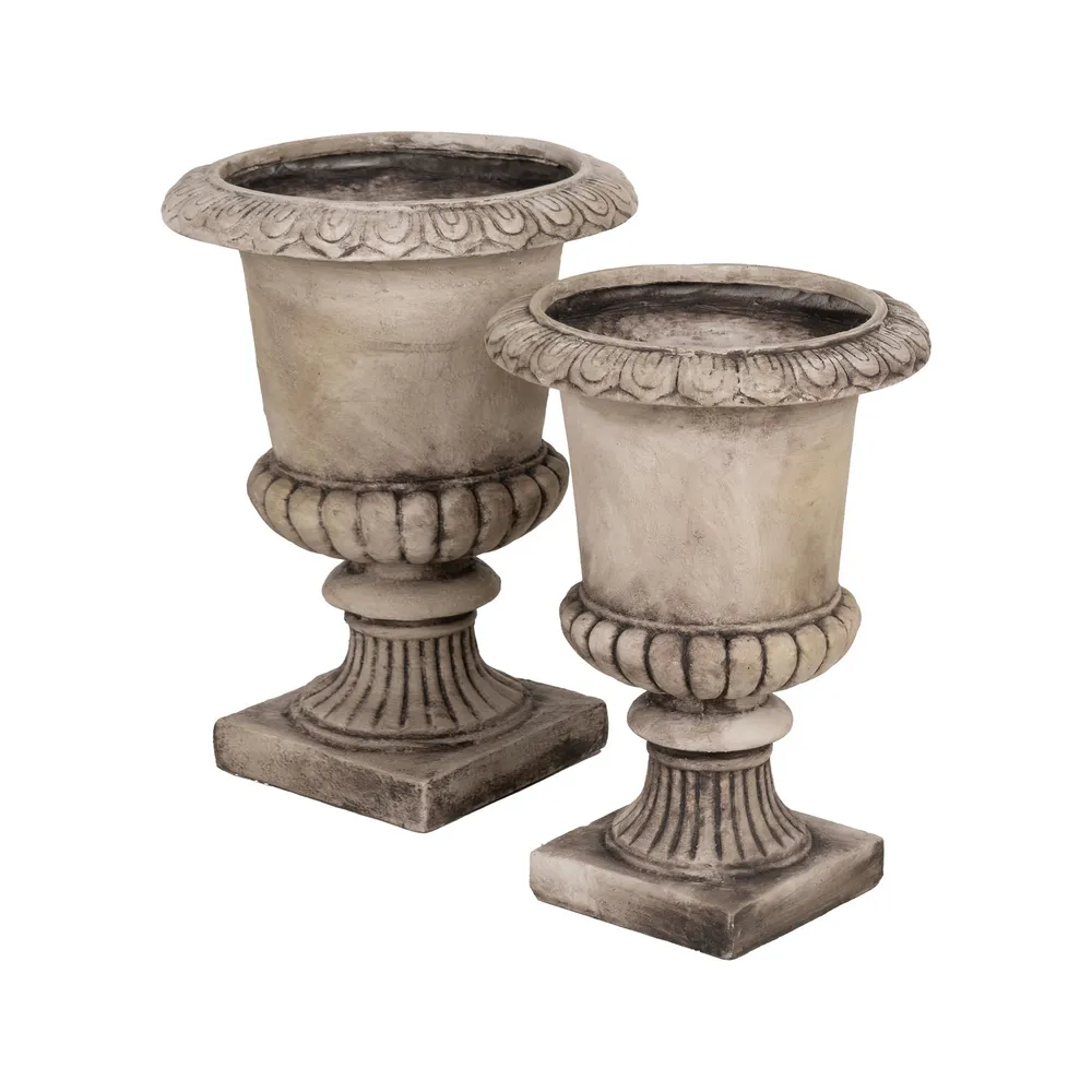 Urna pentru flori bej antica | Urne de gradina elegante [2]