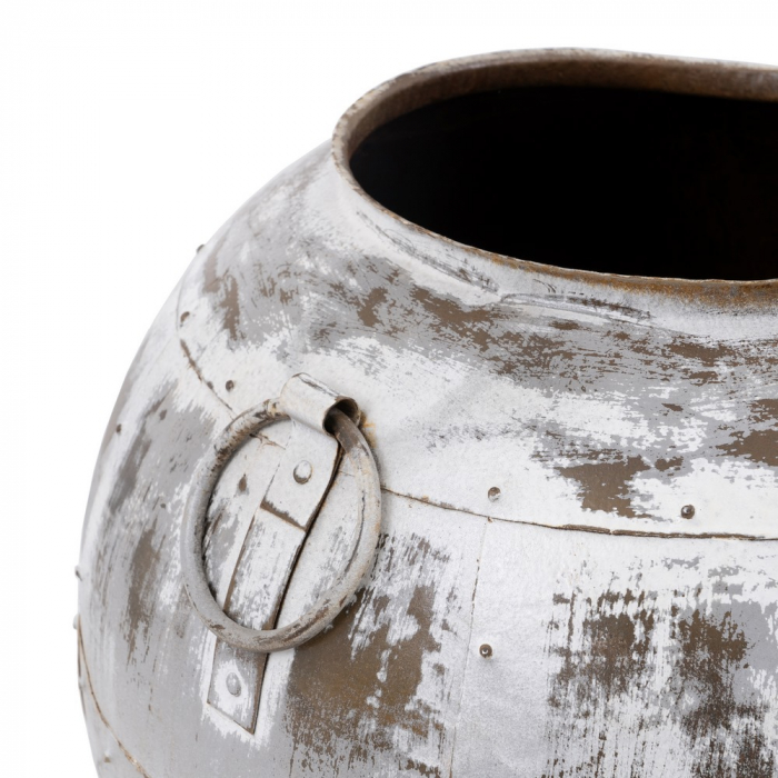 Vas alb uzat metal decor shabby chic [7]