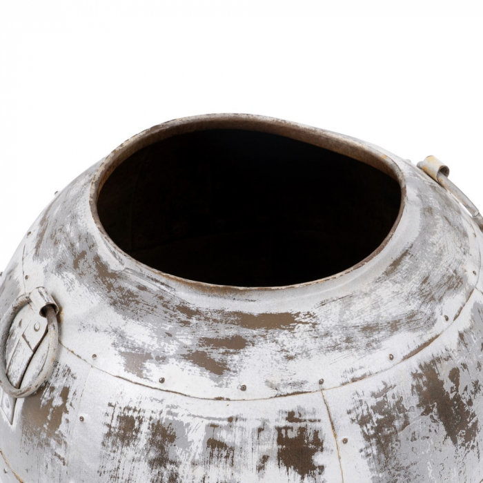 Vas alb uzat metal decor shabby chic [5]