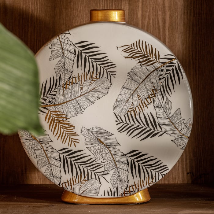 Vas decorativ provensal ceramica alb auriu mare|Vaze decorative rafinate [4]