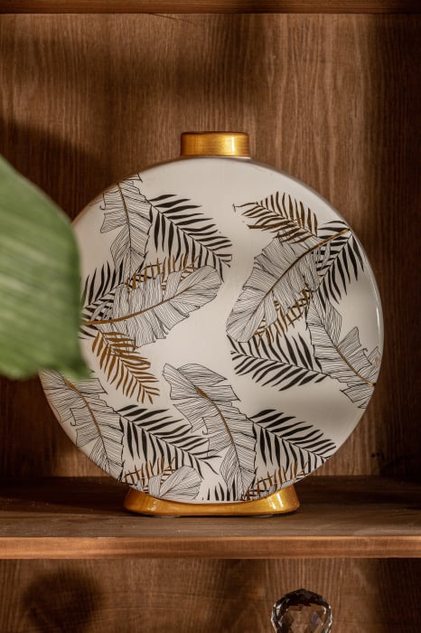 Vas decorativ provensal ceramica alb auriu mare|Vaze decorative rafinate [5]