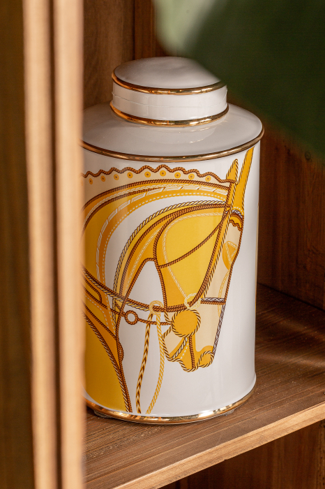 Vas decorativ contemporan ceramica alb mustar|Vaze decorative moderne [4]