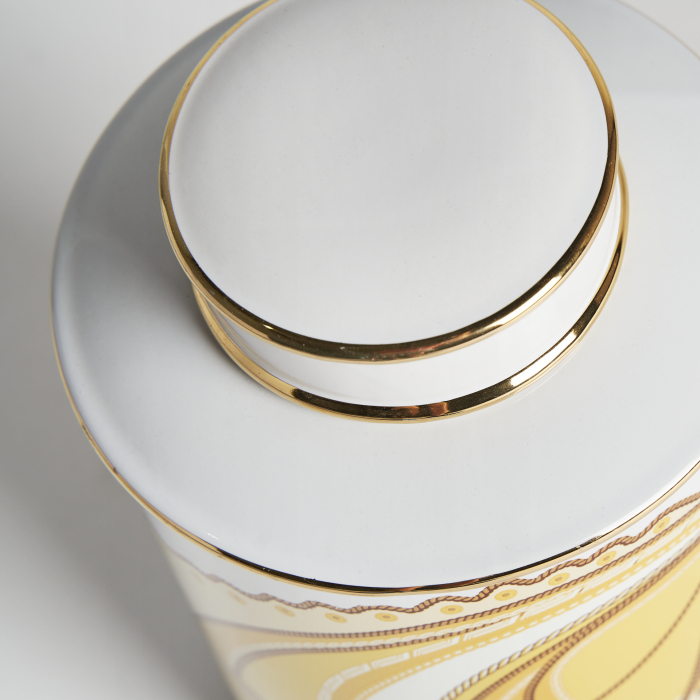 Vas decorativ contemporan inalt ceramica alb mustar|Vaze decorative moderne [2]