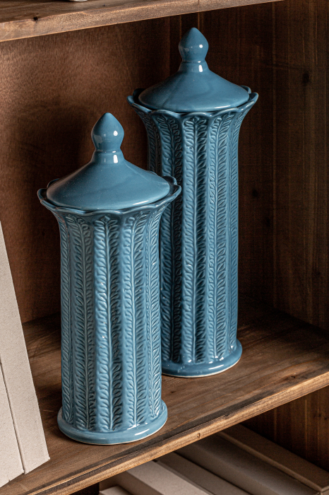 Vas decorativ contemporan inalt ceramica albastra|Vaze decorative moderne [5]