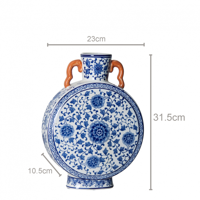 Vas decorativ oriental ceramica albastru vibrant|Vaze decorative exotice [4]