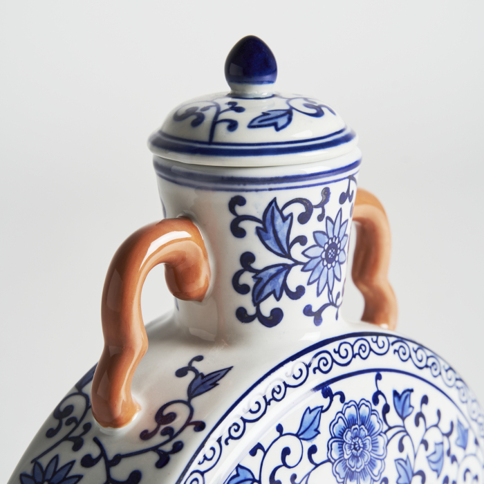Vas decorativ oriental ceramica albastru vibrant|Vaze decorative exotice [3]