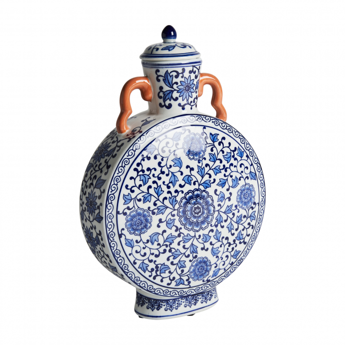 Vas decorativ oriental ceramica albastru vibrant|Vaze decorative exotice [2]