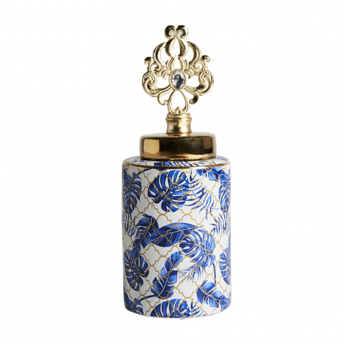 Vas decorativ Art Deco ceramica albastru auriu inalt|Vase decorative rafinate [1]