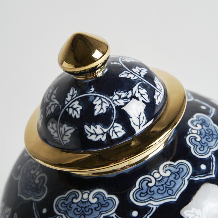 Vas decorativ oriental ceramica albastru auriu impunator|Vase decorative luxoase [2]