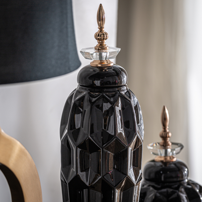Vas decorativ oriental inalt ceramica neagra|Vaze decorative statement [7]