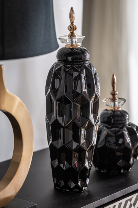 Vas decorativ oriental inalt ceramica neagra|Vaze decorative statement [8]