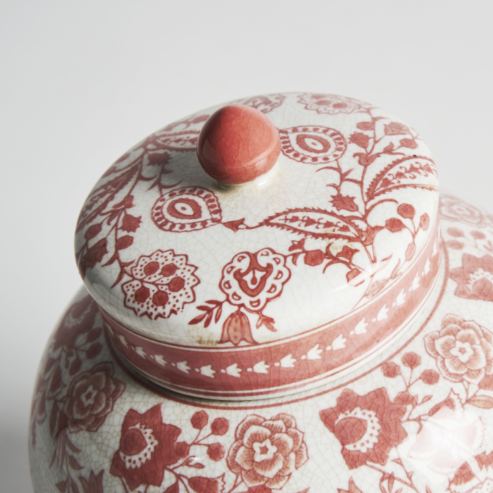 Vas decorativ oriental|Vaza portelan alb si rosu|Decoratiuni exotice [2]