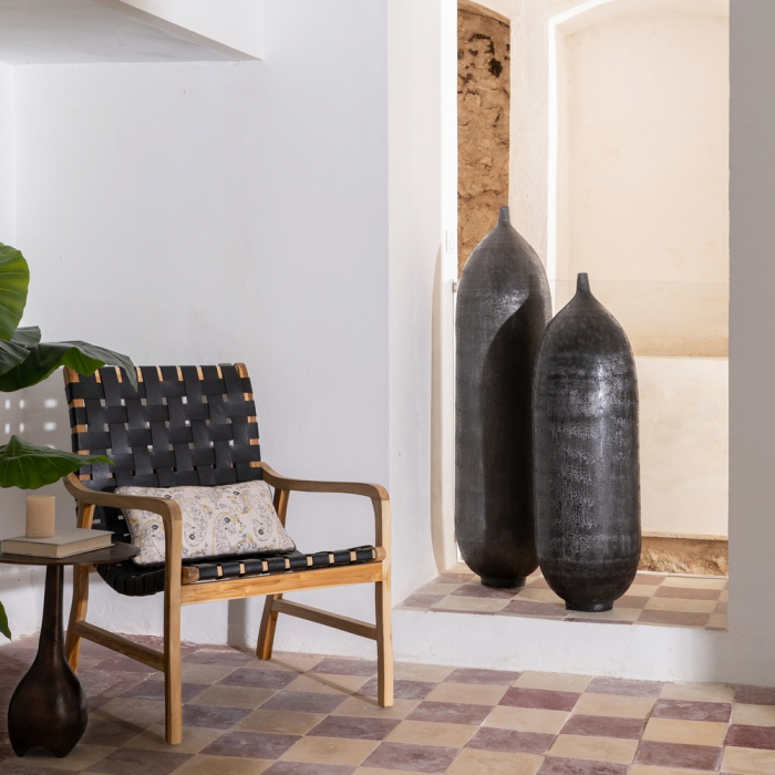 Vas negru aluminiu decor modern inalt [2]