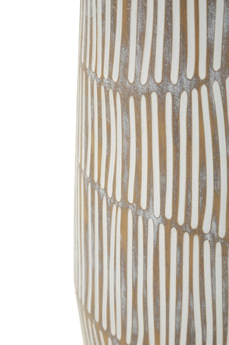 Titlul imaginii principale: Vază alb-bej din rășină cu linii verticale decorative 17x68.5 cm [4]