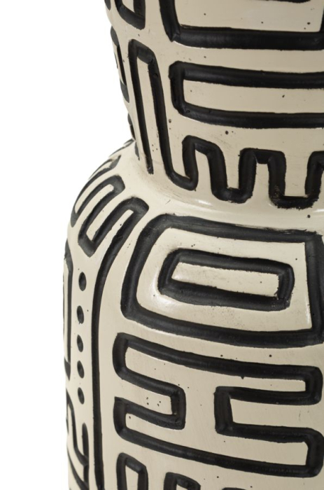 Titlul imaginii principale: Vază alb și negru din rășină cu decor grafic tribal 16x86 cm [5]