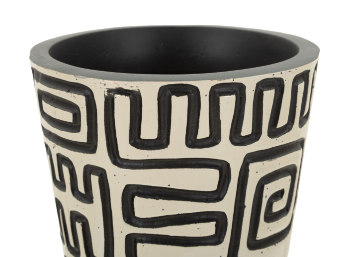 Titlul imaginii principale: Vază alb și negru din rășină cu decor grafic tribal 16x86 cm [4]