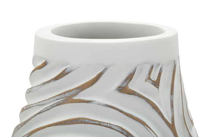 Titlu imagine principală: Vază alb white wash din rășină cu decor spiral reliefat 18.5x50 cm [3]