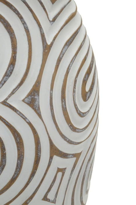 Titlul imaginii principale: Vază alb white wash din rășină cu decor spiral reliefat 19.5x35 cm [5]