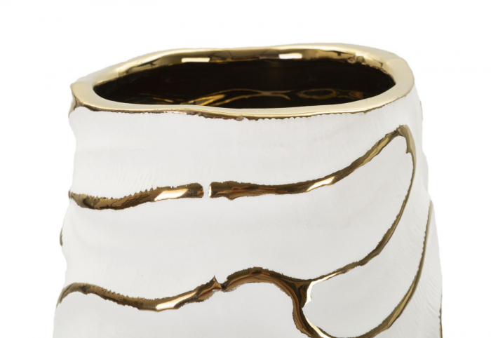 Vaza moderna ceramica alba cu relief | CreativDeco [3]